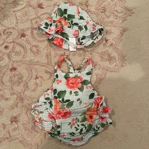 Baby Girl Bubble & Hat Set